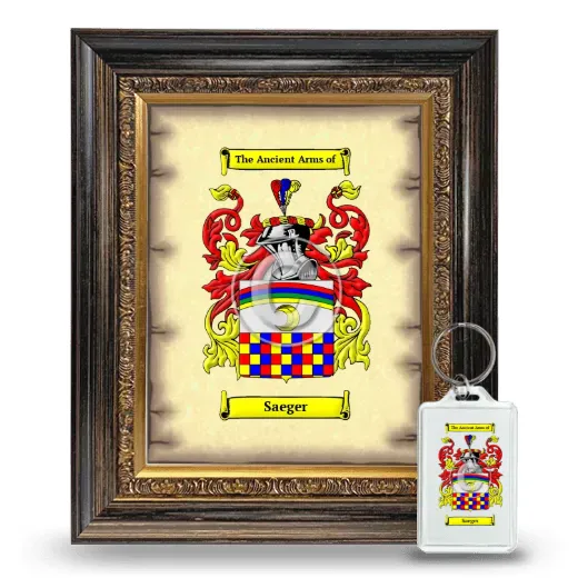 Saeger Framed Coat of Arms and Keychain - Heirloom