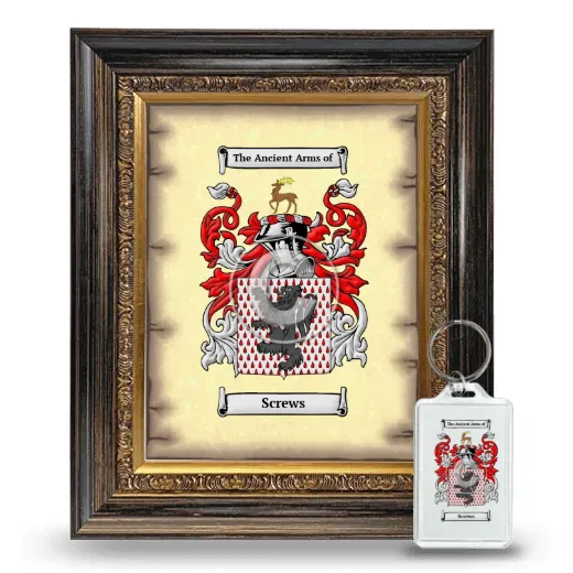 Screws Framed Coat of Arms and Keychain - Heirloom