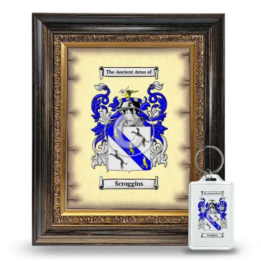 Scroggins Framed Coat of Arms and Keychain - Heirloom