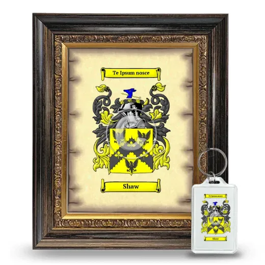 Shaw Framed Coat of Arms and Keychain - Heirloom