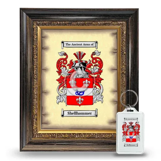 Shellhammer Framed Coat of Arms and Keychain - Heirloom
