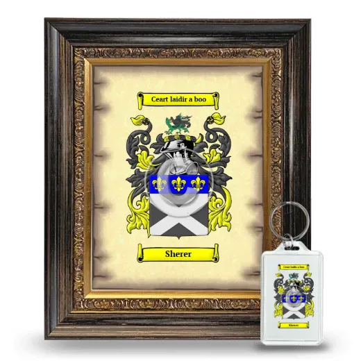 Sherer Framed Coat of Arms and Keychain - Heirloom