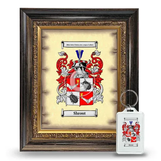 Shrout Framed Coat of Arms and Keychain - Heirloom