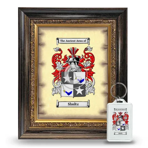 Shultz Framed Coat of Arms and Keychain - Heirloom