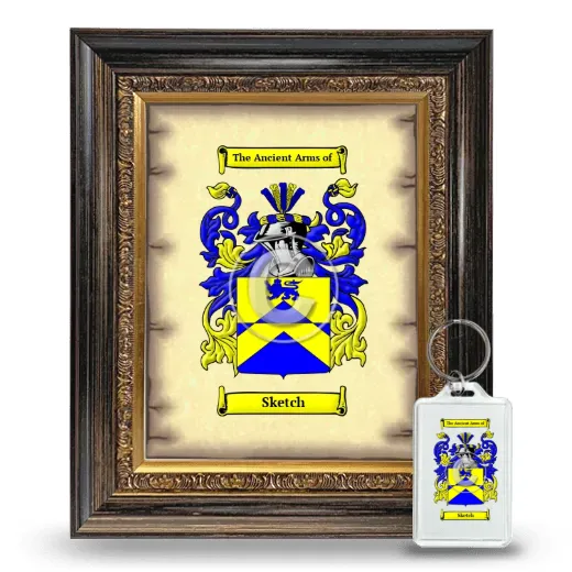 Sketch Framed Coat of Arms and Keychain - Heirloom
