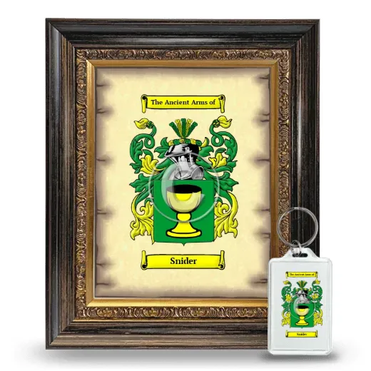Snider Framed Coat of Arms and Keychain - Heirloom