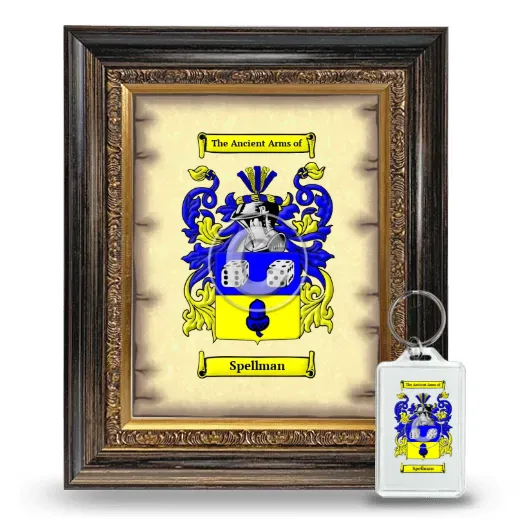Spellman Framed Coat of Arms and Keychain - Heirloom