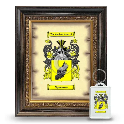Sperman Framed Coat of Arms and Keychain - Heirloom