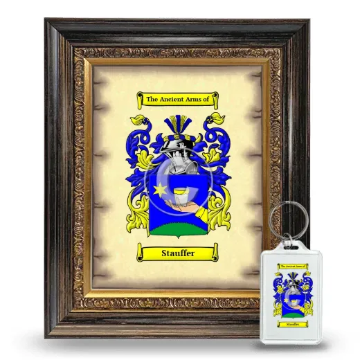 Stauffer Framed Coat of Arms and Keychain - Heirloom