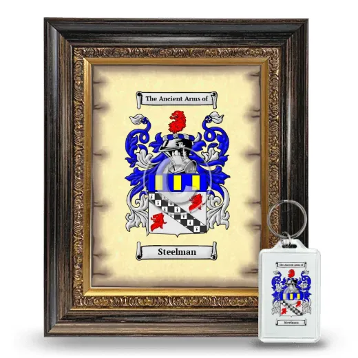 Steelman Framed Coat of Arms and Keychain - Heirloom