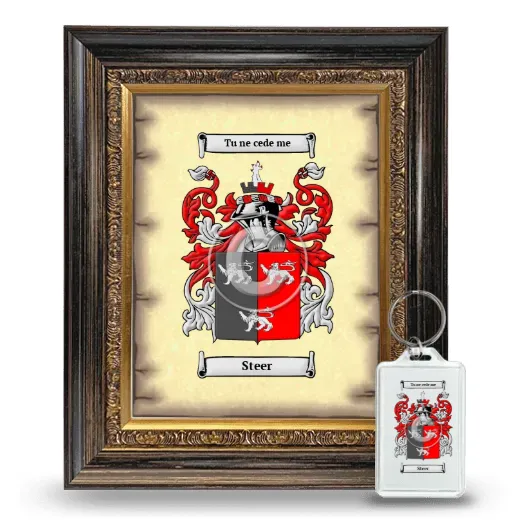 Steer Framed Coat of Arms and Keychain - Heirloom