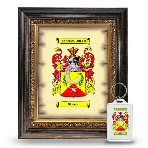 Stiner Framed Coat of Arms and Keychain - Heirloom