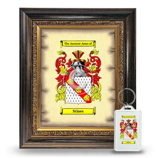 Stines Framed Coat of Arms and Keychain - Heirloom