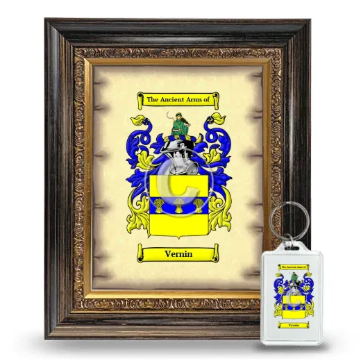 Vernin Framed Coat of Arms and Keychain - Heirloom