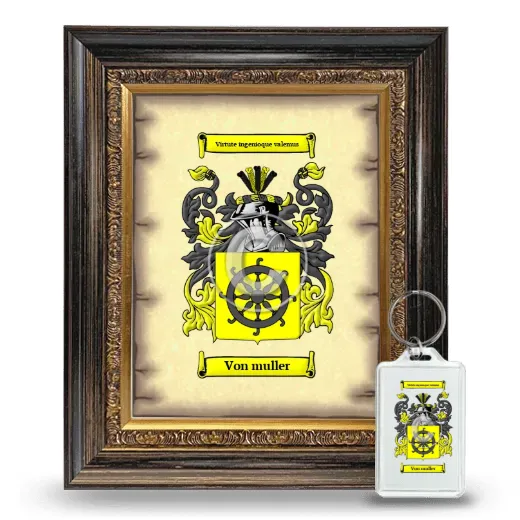 Von muller Framed Coat of Arms and Keychain - Heirloom