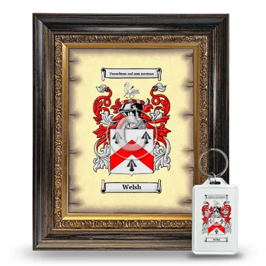 Welsh Framed Coat of Arms and Keychain - Heirloom