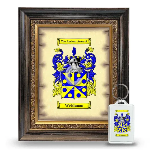 Welshman Framed Coat of Arms and Keychain - Heirloom