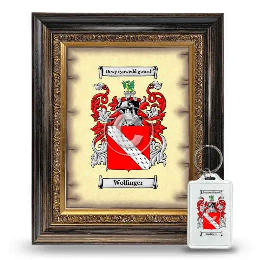 Wolfinger Framed Coat of Arms and Keychain - Heirloom