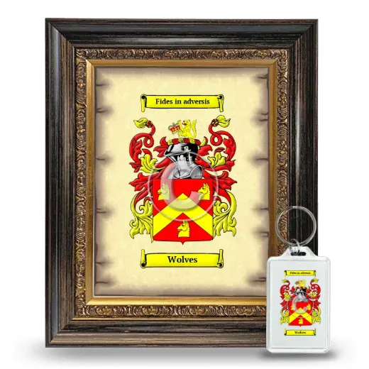 Wolves Framed Coat of Arms and Keychain - Heirloom
