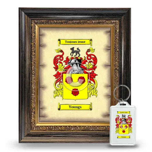 Youngs Framed Coat of Arms and Keychain - Heirloom