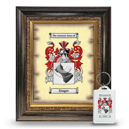 Zenger Framed Coat of Arms and Keychain - Heirloom