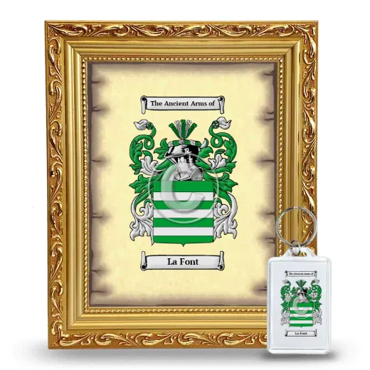 La Font Framed Coat of Arms and Keychain - Gold