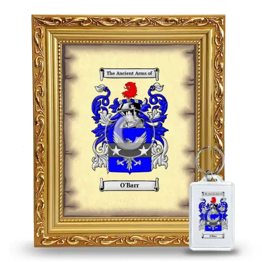 O'Barr Framed Coat of Arms and Keychain - Gold