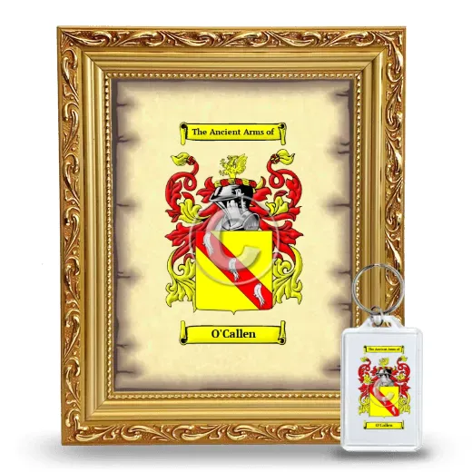 O'Callen Framed Coat of Arms and Keychain - Gold