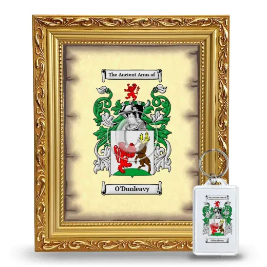 O'Dunleavy Framed Coat of Arms and Keychain - Gold