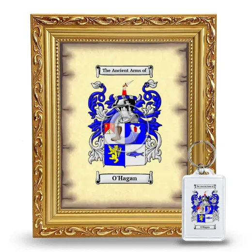 O'Hagan Framed Coat of Arms and Keychain - Gold