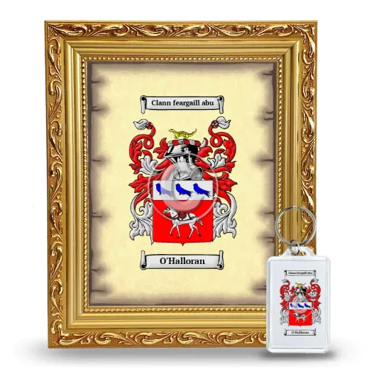 O'Halloran Framed Coat of Arms and Keychain - Gold