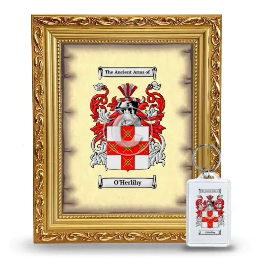 O'Herlihy Framed Coat of Arms and Keychain - Gold