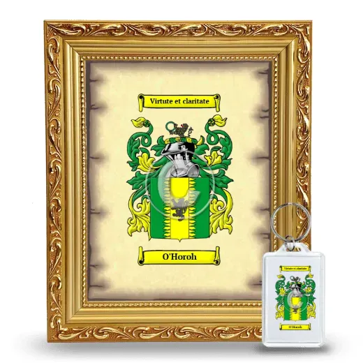 O'Horoh Framed Coat of Arms and Keychain - Gold