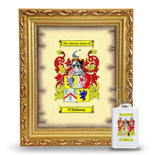 O'Mahony Framed Coat of Arms and Keychain - Gold
