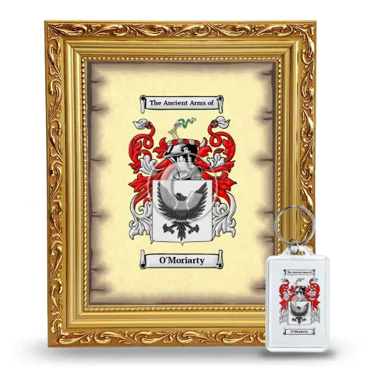 O'Moriarty Framed Coat of Arms and Keychain - Gold