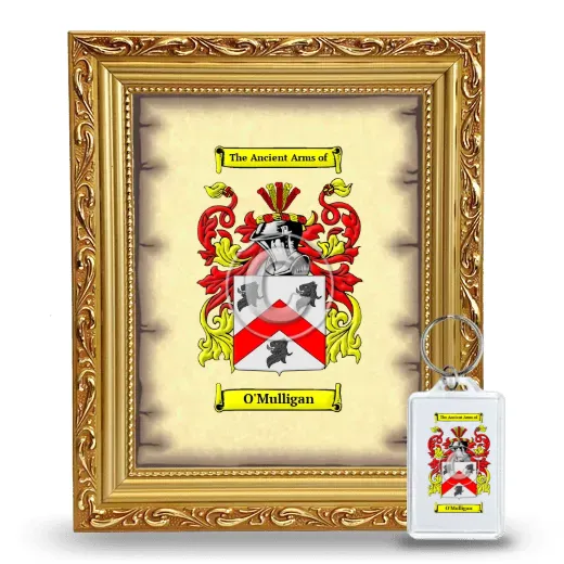 O'Mulligan Framed Coat of Arms and Keychain - Gold