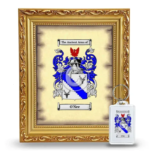 O'Nee Framed Coat of Arms and Keychain - Gold