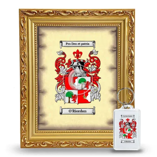 O'Riordan Framed Coat of Arms and Keychain - Gold