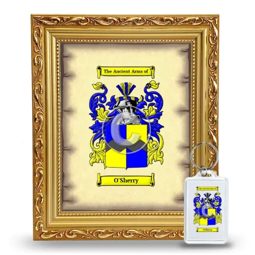 O'Sherry Framed Coat of Arms and Keychain - Gold