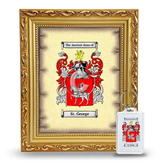St. George Framed Coat of Arms and Keychain - Gold