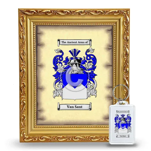 Van Sant Framed Coat of Arms and Keychain - Gold