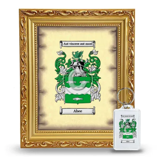 Abee Framed Coat of Arms and Keychain - Gold