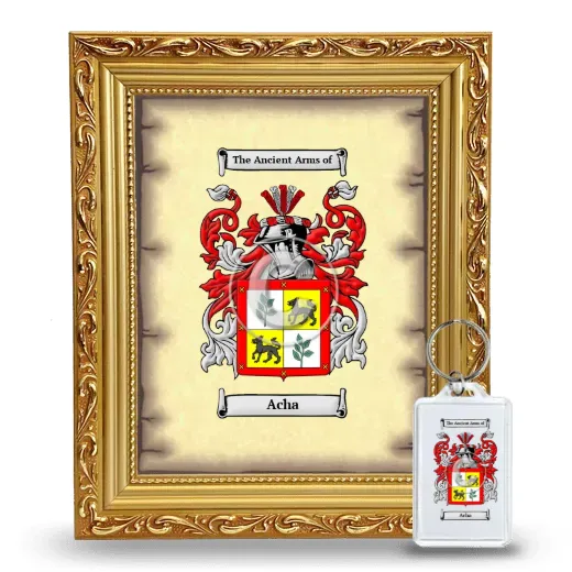Acha Framed Coat of Arms and Keychain - Gold