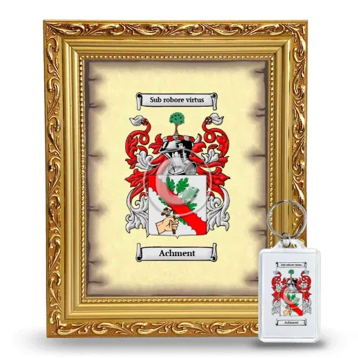 Achment Framed Coat of Arms and Keychain - Gold