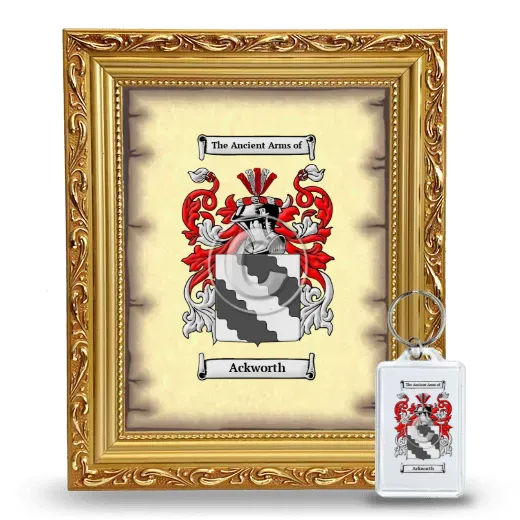Ackworth Framed Coat of Arms and Keychain - Gold