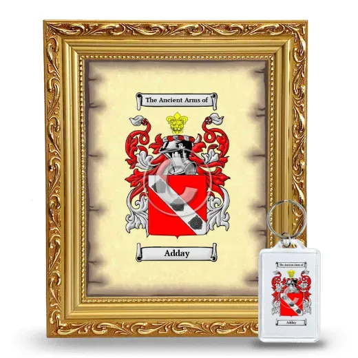 Adday Framed Coat of Arms and Keychain - Gold