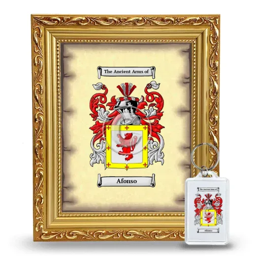 Afonso Framed Coat of Arms and Keychain - Gold