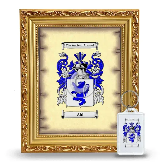 Ahl Framed Coat of Arms and Keychain - Gold