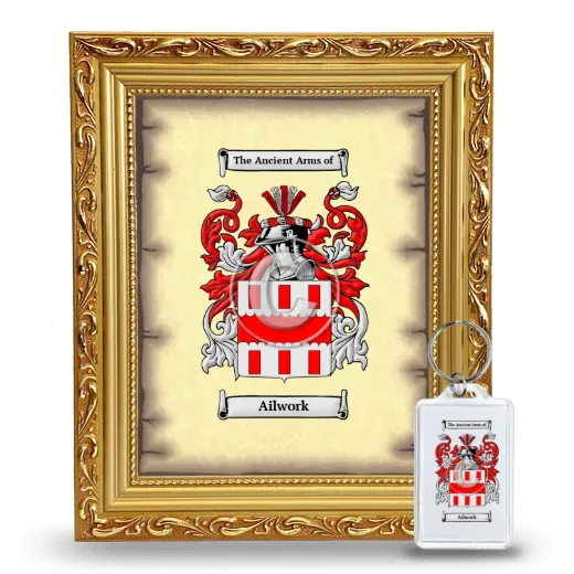 Ailwork Framed Coat of Arms and Keychain - Gold