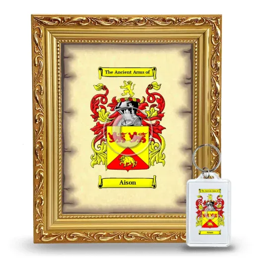 Aison Framed Coat of Arms and Keychain - Gold